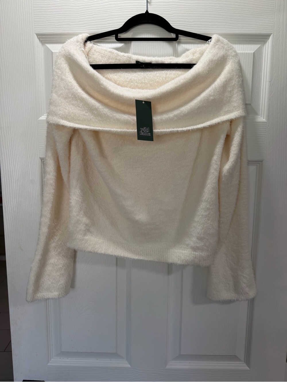 Target Cream Off-Shoulder Plush Sweater